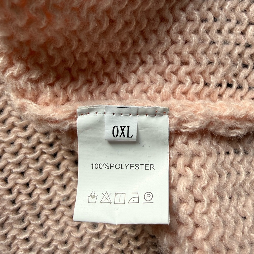 Blush Pink Chunky Knit Sweater Oversized Slouchy V Neck XL - Picture 8 of 12